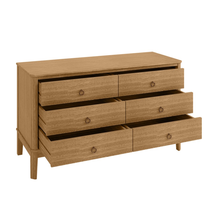 Solid Light Wood Chest of 6 Drawers - Josephine