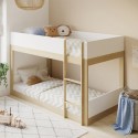 JSS001 White and Oak Low Wooden Bunk Bed - Jesse