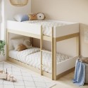 JSS001 White and Oak Low Wooden Bunk Bed - Jesse