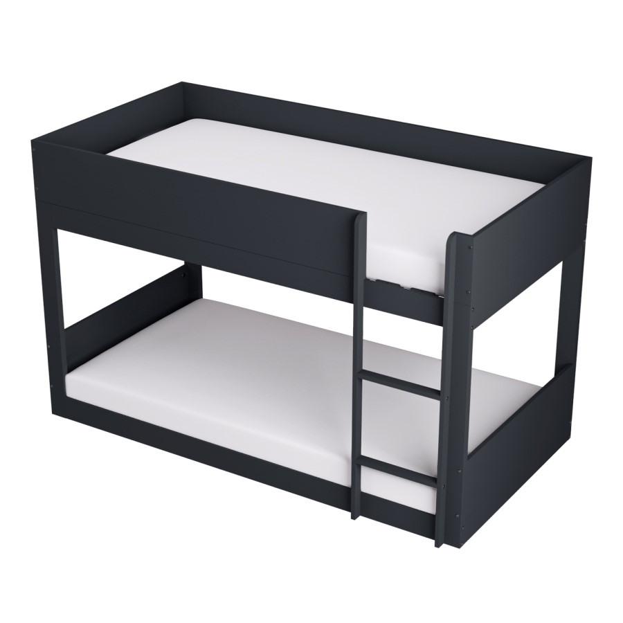 Dark Grey Low Wooden Bunk Bed - Jesse