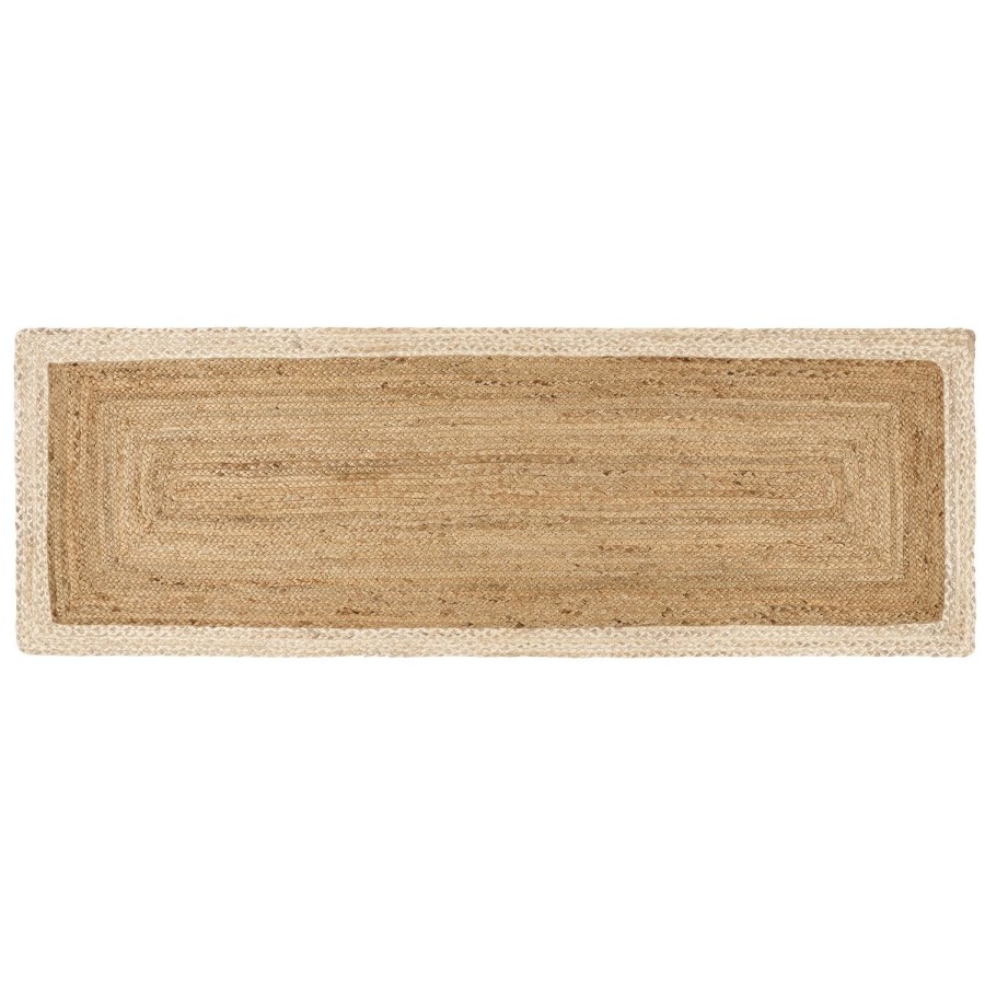 Natural Jute Runner Rug with White Border - 200 x 67 cm - Origins