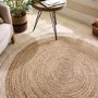 Natural Jute Round Rug with White Border - 150 x 150 cm - Origins