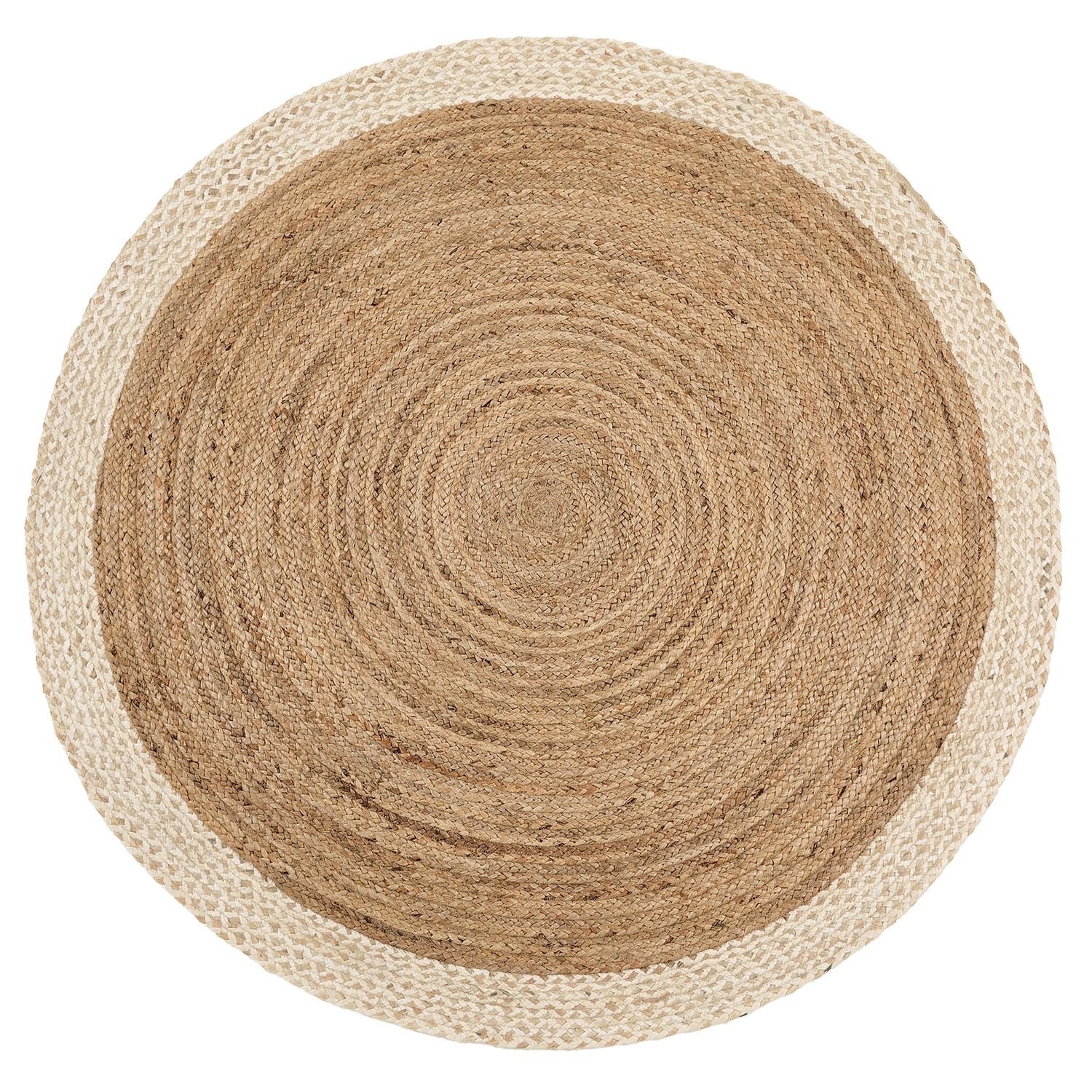 Natural Jute Round Rug with White Border - 150 x 150 cm - Origins ...