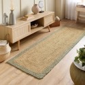 JTEBRD_SGEGRN_067X200 Natural Jute Runner Rug with Green Border - 200 x 67 cm - Origins