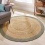 Natural Jute Round Rug with Green Border - 150 x 150 cm - Origins
