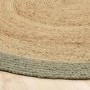 Natural Jute Round Rug with Green Border - 150 x 150 cm - Origins