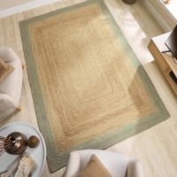 Natural Jute Rug with Green Border - 230 x 160 cm - Origins