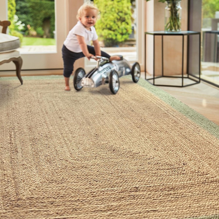 Natural Jute Rug with Green Border - 230 x 160 cm - Origins