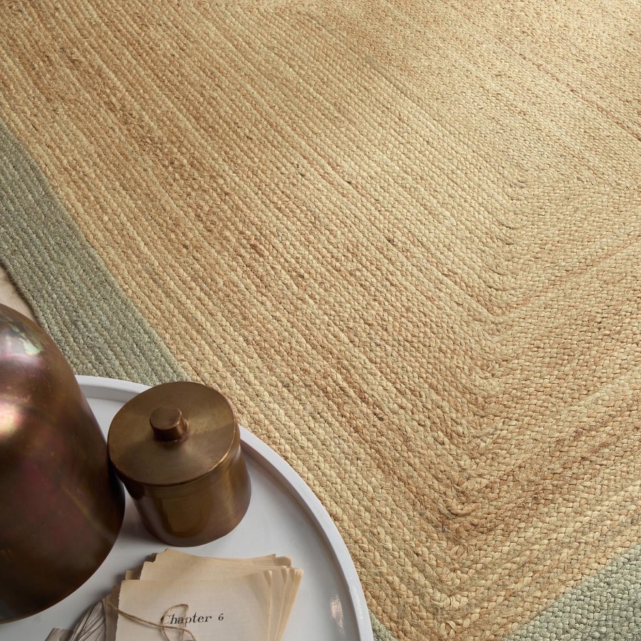 Natural Jute Rug with Green Border - 230 x 160 cm - Origins