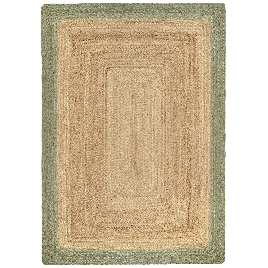 Natural Jute Rug with Green Border - 230 x 160 cm - Origins