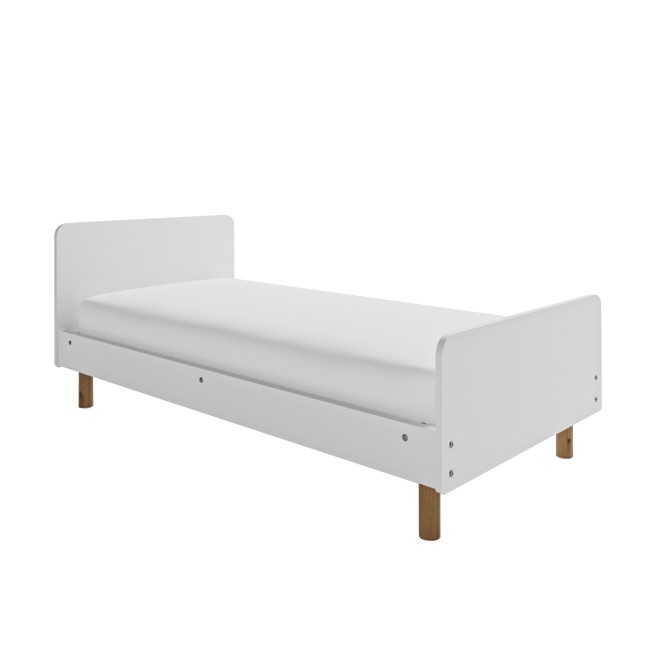 White Wooden Single Scandi Bed Frame - Juni