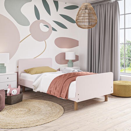 Pink Wooden Single Scandi Bed Frame - Juni - Furniture123