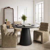 Round Black Pedestal Dining Table - Seats 4 - Juno