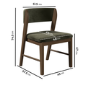 Set of 2 Green Velvet Curved Back Wooden Dining Chairs with Walnut Finish Legs - June