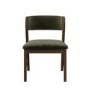 Set of 2 Green Velvet Curved Back Wooden Dining Chairs with Walnut Finish Legs - June