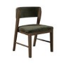 Set of 2 Green Velvet Curved Back Wooden Dining Chairs with Walnut Finish Legs - June