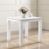 GRADE A1 - White Gloss 4 Seater Dining Table with Diamonds - Jewel