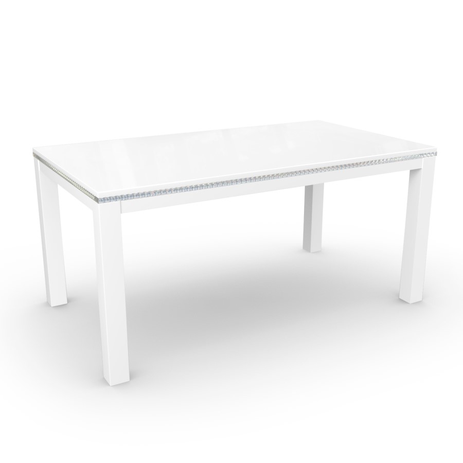 Jewel White High Gloss 160cm Dining Table - Seats 6
