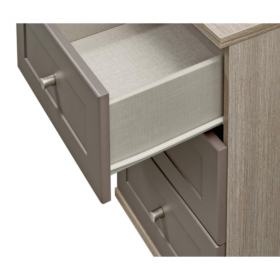 Kingstown 3 Drawer Wide Chest Of Drawers In Bronze and Oak 