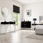 Black Modern Bedside Table with Drawer and Chrome Legs - Kaia