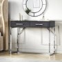 Black Modern Dressing Table with 2 Drawers and Chrome Legs - Kaia