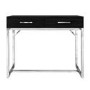 Black Modern Dressing Table with 2 Drawers and Chrome Legs - Kaia