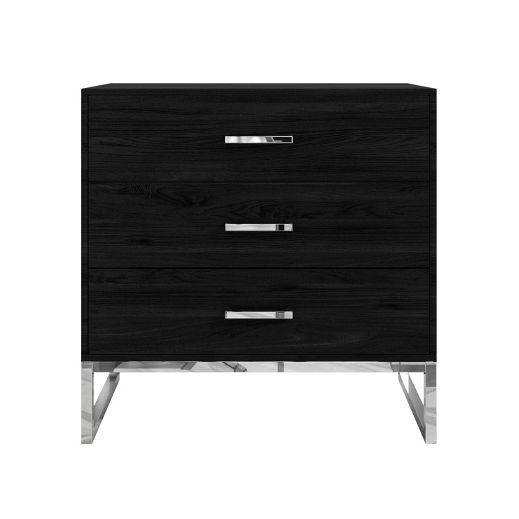 Black Modern Chest of 3 Drawers with Legs - Kaia