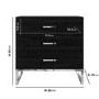 Black Modern Chest of 3 Drawers with Legs - Kaia