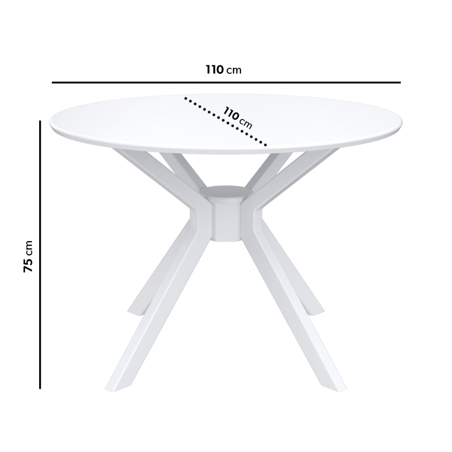 Round White Dining Table - Seats 4 - Karie