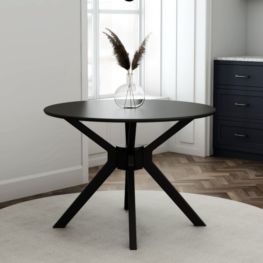GRADE A1 - Round Black Dining Table - Seats 4 - Karie