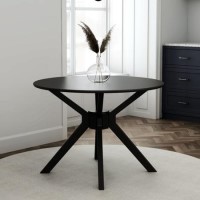 GRADE A1 - Round Black Dining Table - Seats 4 - Karie