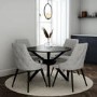 GRADE A2 - Karie Small Round Black Dining Table - Seats 4 with Bloomfield Silver Smoked Glass Cloche Pendant Light
