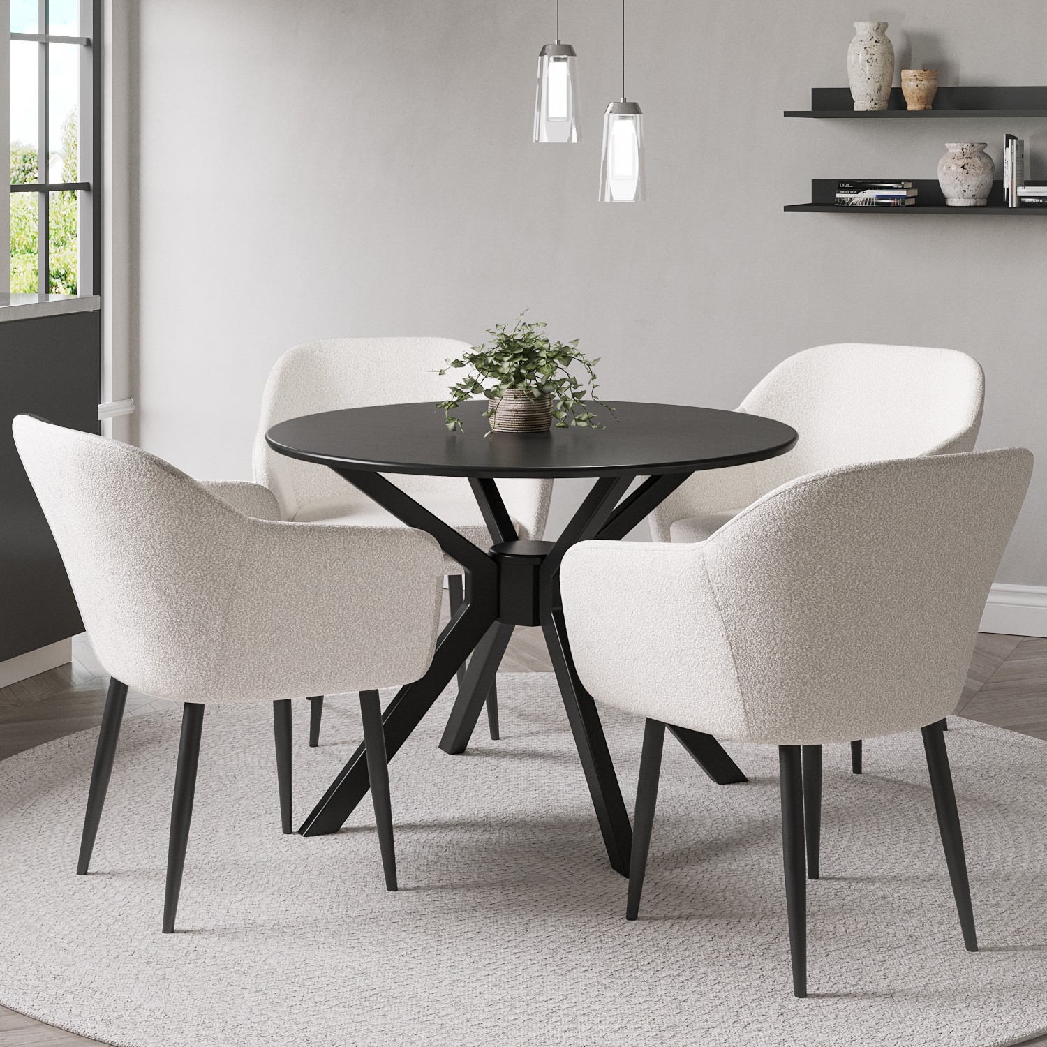 Round Black Dining Table Seats 4, Black Kitchen Table And 4 Chairs
