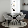 GRADE A2 - Karie Small Round Black Dining Table - Seats 4 with Bloomfield Silver Smoked Glass Cloche Pendant Light