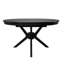 GRADE A2 - Large Black Extendable Round to Oval Dining Table - Seats 4-6 - Karie