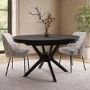 Large Black Wooden Extendable Round to Oval Dining Table - Seats 4 - 6 - Karie