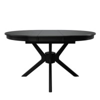 ALMOST PERFECT - Large Black Extendable Round to Oval Dining Table - Seats 4-6 - Karie