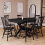 ONLY OPENED - Large Black Extendable Round to Oval Dining Table - Seats 4-6 - Karie