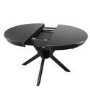 Round to Oval Black Extendable Dining Table Set with 4 Sage Green Faux Leather Chairs - Seats 4 - Karie