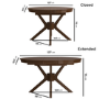 Round to Oval Walnut Extendable Dining Table Set with 4 Beige Faux Leather Chairs - Seats 4 - Karie