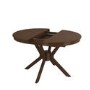 Round to Oval Walnut Extendable Dining Table Set with 4 Beige Faux Leather Chairs - Seats 4 - Karie
