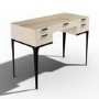 Modern Mango Wood Desk with 5 Drawers and Industrial Legs - Kai