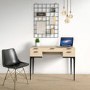 Modern Mango Wood Desk with 5 Drawers and Industrial Legs - Kai