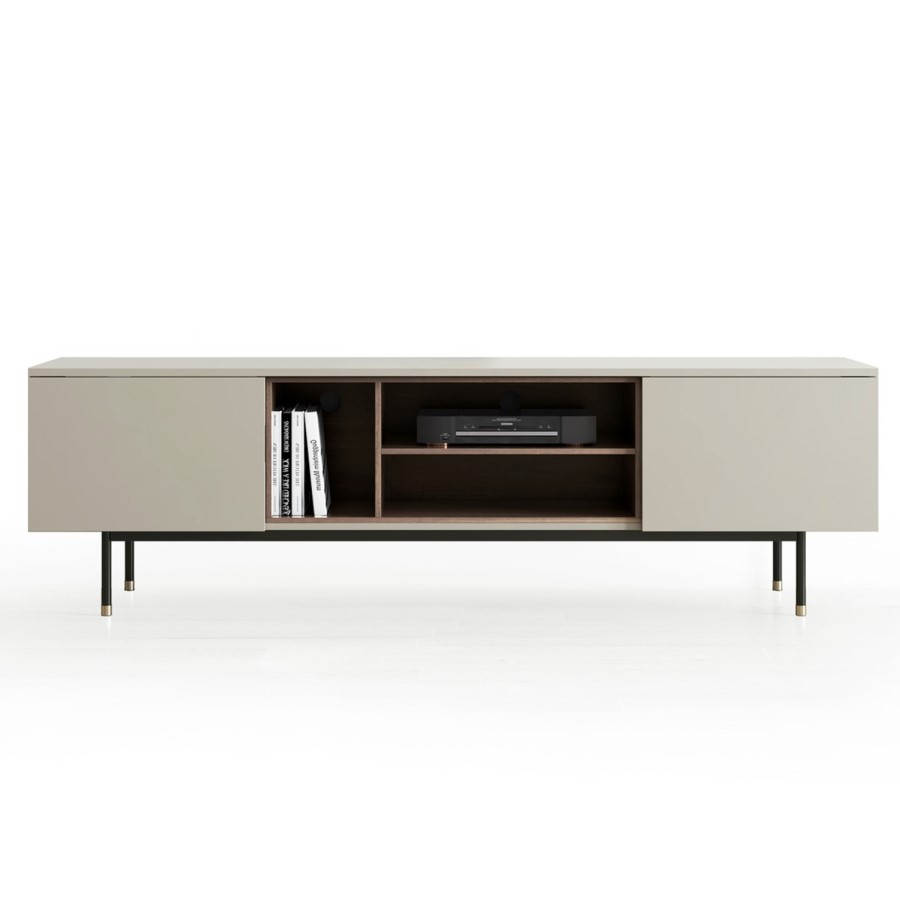 GRADE A1 - Large TV Unit in Taupe with Storage - TV's up to 77" - Kallen