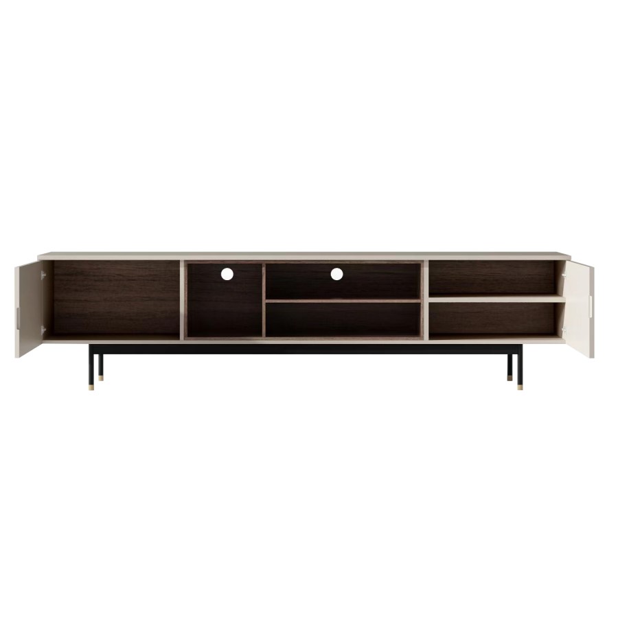 GRADE A1 - Large TV Unit in Taupe with Storage - TV's up to 77" - Kallen