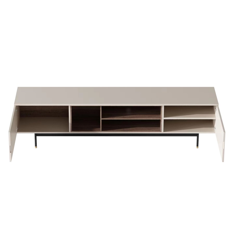 GRADE A1 - Large TV Unit in Taupe with Storage - TV's up to 77" - Kallen