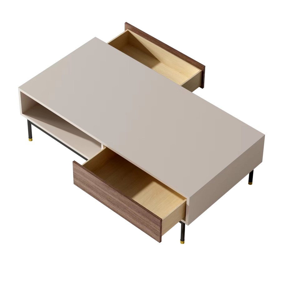 Rectangular Beige Wooden Coffee Table - Kallen
