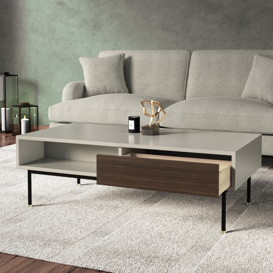 Rectangular Beige Wooden Coffee Table - Kallen