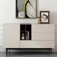 GRADE A1 - Large Sideboard in Taupe with Storage Drawers and Shelves - Kallen