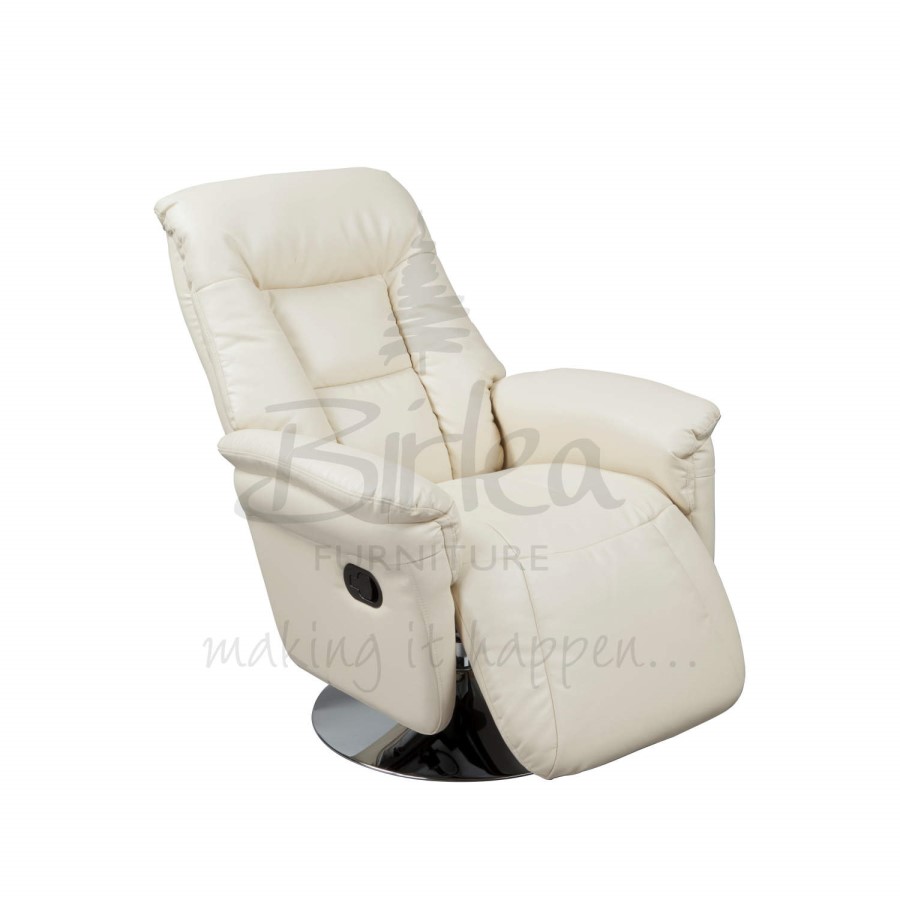 Birlea Furniture Kansas Bonded Leather Swivel Chair in Cream